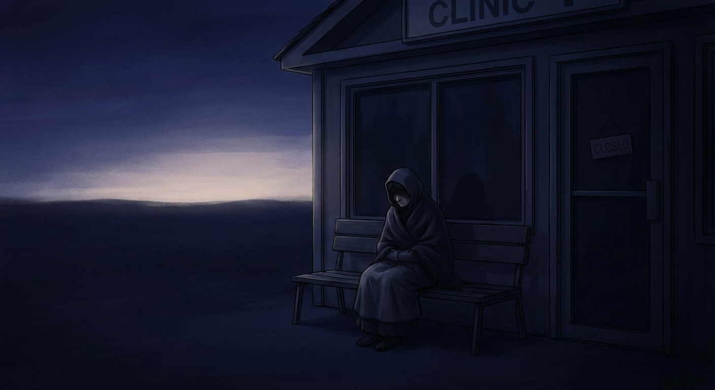 She lines up at the clinic before sunrise - not because it is open, but because she hopes no one will see her. image